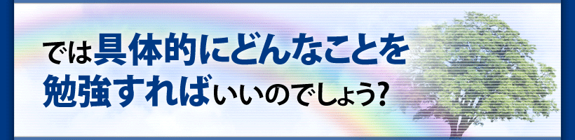 では具体的にどんなことを 勉強すればいいのでしょう?では具体的にどんなことを 勉強すればいいのでしょう?